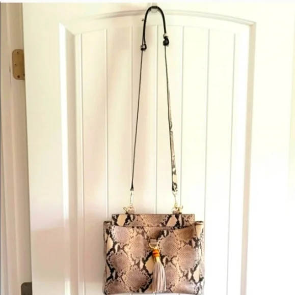 Elaine Turner Snake Embossed Leather Handbag NWOT - Picture 6 of 6